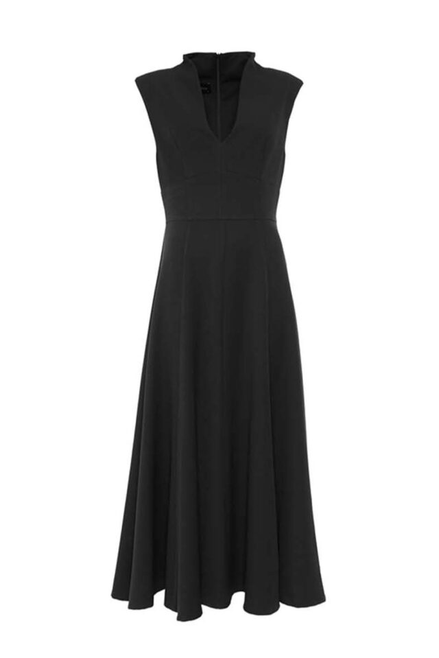 Ckontova Μαύρο Φόρεμα με V Λαιμόκοψη