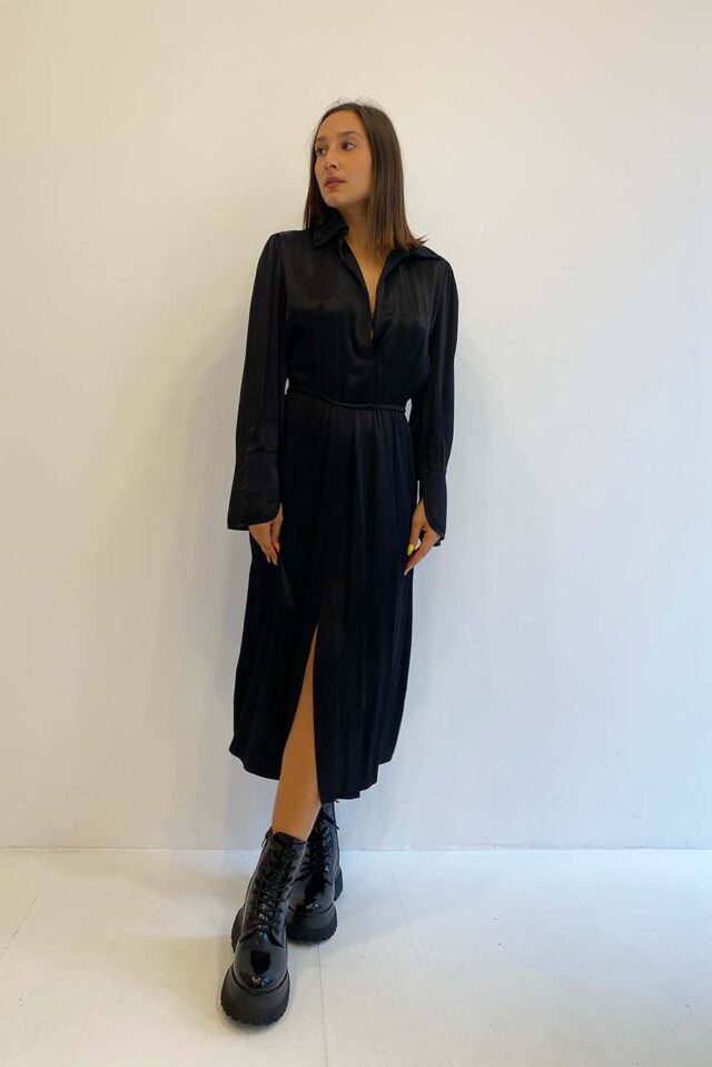 Milla Φόρεμα Μίντι Σατέν Μαύρο