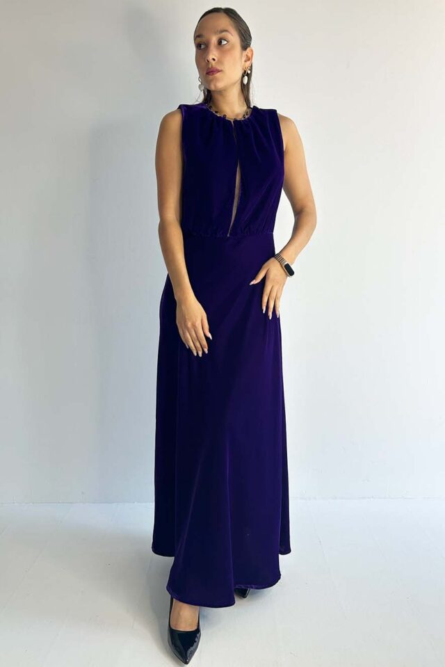Ckontova Purple Velvet Dress
