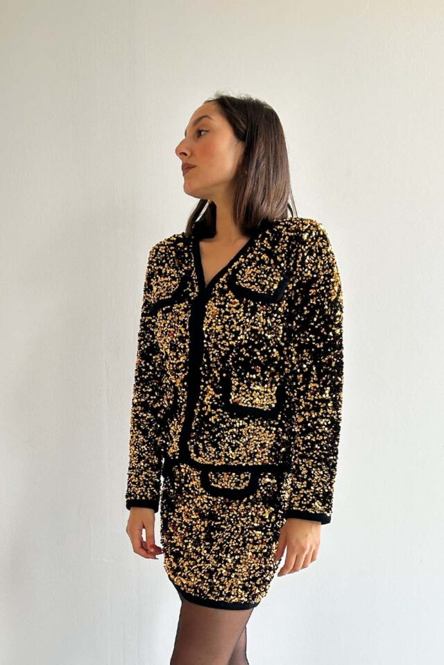 Short Jacket with Gold Sequins
