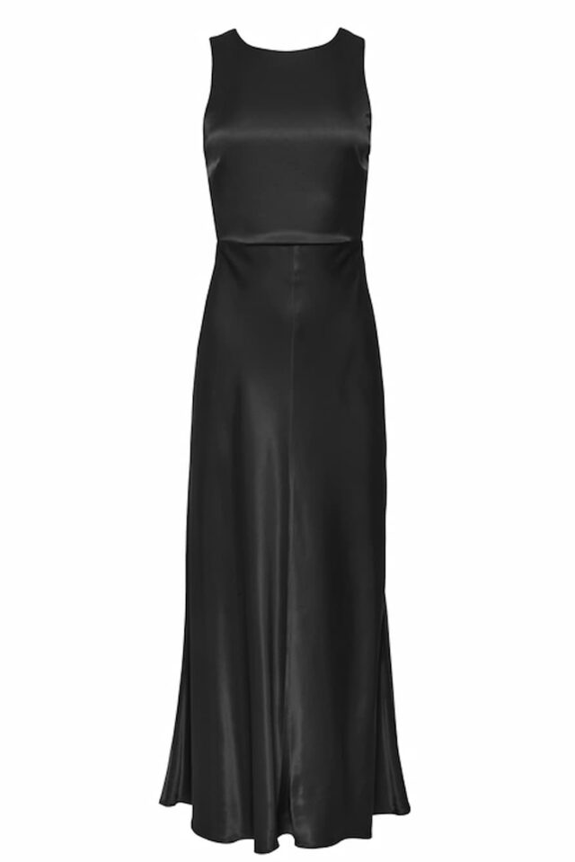 CKontova Φόρεμα Σατέν με Χιαστή Πλάτη Μαύρο